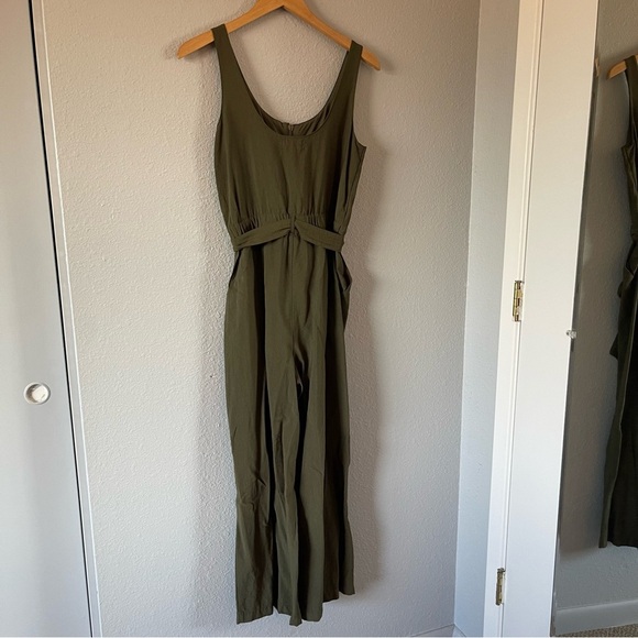 MELLODAY Olive Green Zip Jumpsuit Women's Minimalist Bohemian Chic Size X-Small - Picture 4 of 6